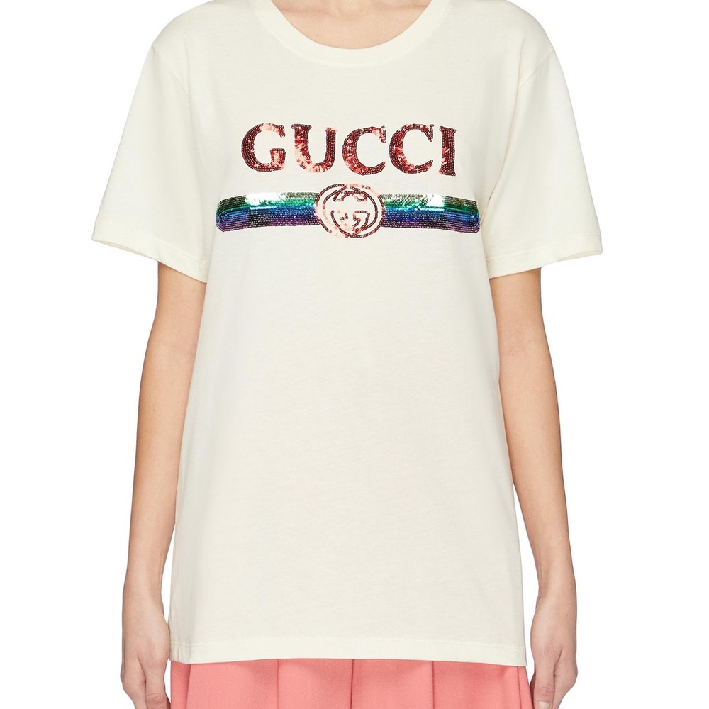 Gucci Authentic Sequin-embellished T-shirt Size S